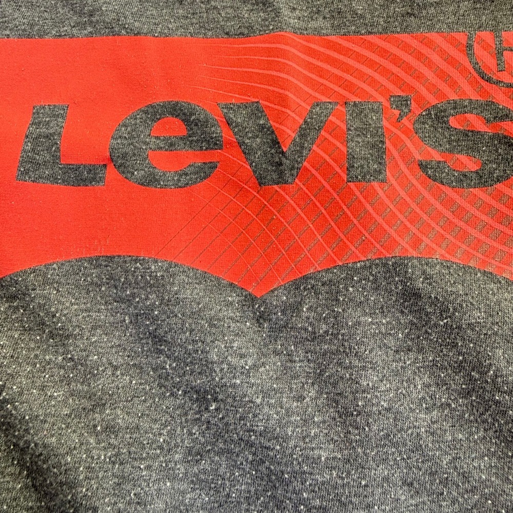 Levis Mens Graphic T-Shirt Charcoal Gray Red Batwing Logo Size S Short Sleeve - Picture 8 of 8